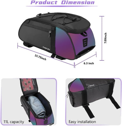 MOSISO Bike Rack Bag with Dazzle Tail, Waterproof Bicycle Rear Rack Trunk Bag