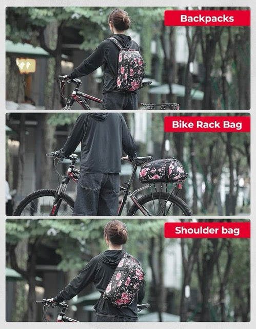 KEMIMOTO Rear Bike Rack Bag, 13L Water-resistant Trunk Bags 3-IN-1