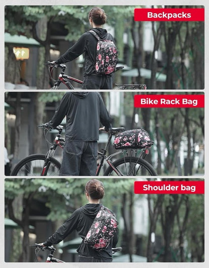 KEMIMOTO Rear Bike Rack Bag, 13L Water-resistant Trunk Bags 3-IN-1