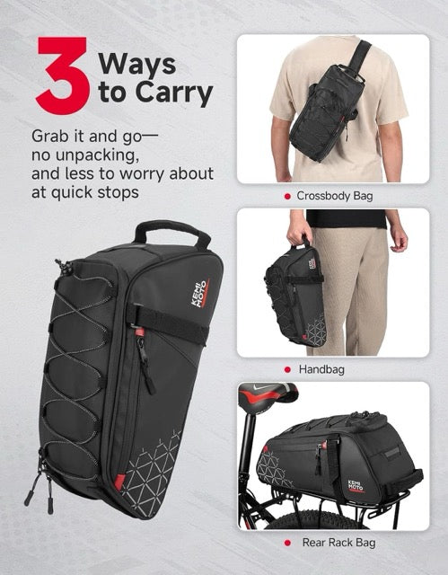KEMIMOTO Rear Bike Rack Bag - 8L PVC Water Resistant