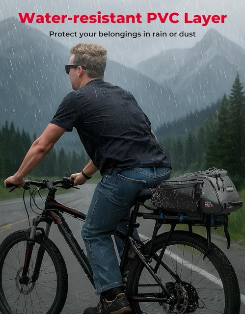 KEMIMOTO Rear Bike Rack Bag - 8L PVC Water Resistant