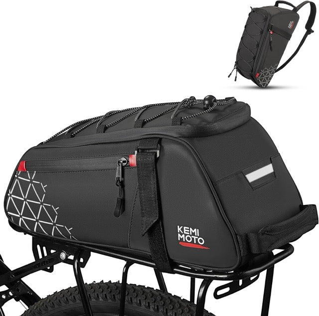 KEMIMOTO Rear Bike Rack Bag - 8L PVC Water Resistant