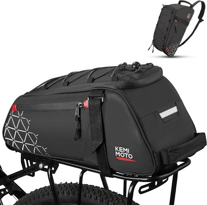 KEMIMOTO Rear Bike Rack Bag - 8L PVC Water Resistant