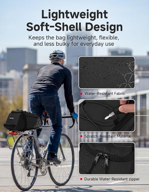 KEMIMOTO Rear Bike Rack Bag - 8L PVC Water Resistant