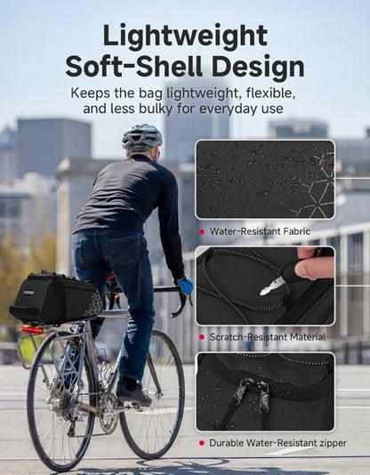 KEMIMOTO Rear Bike Rack Bag - 8L PVC Water Resistant
