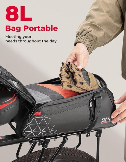 KEMIMOTO Rear Bike Rack Bag - 8L PVC Water Resistant