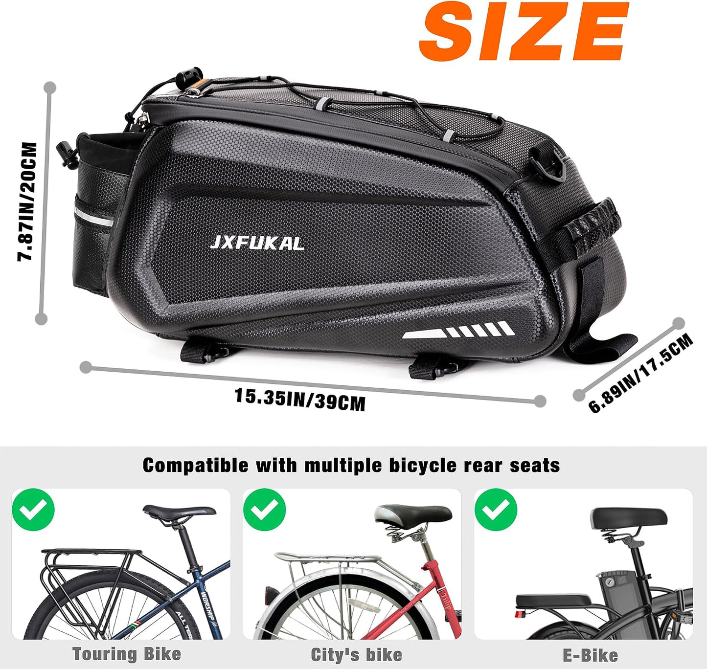 JXFUKAL Bike Bags for Bicycle Rear rack - 9.5L/17L/40L