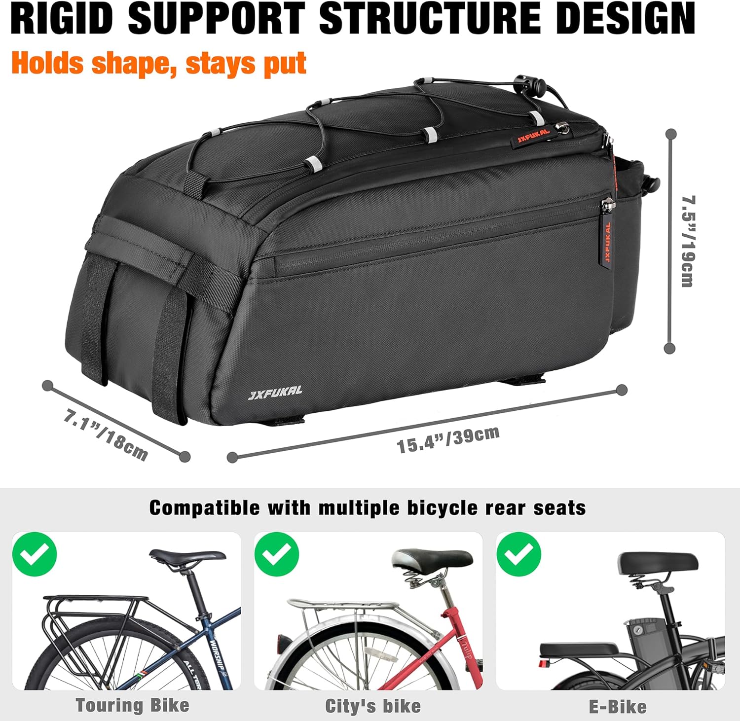 Bike Bags for Bicycle Rear rack, 13L Supportive