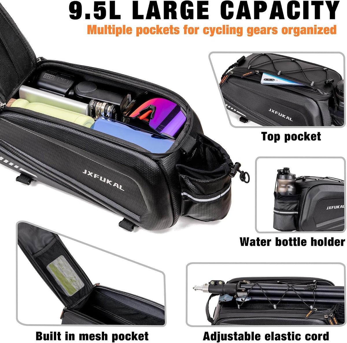 JXFUKAL Bike Bags for Bicycle Rear rack - 9.5L/17L/40L