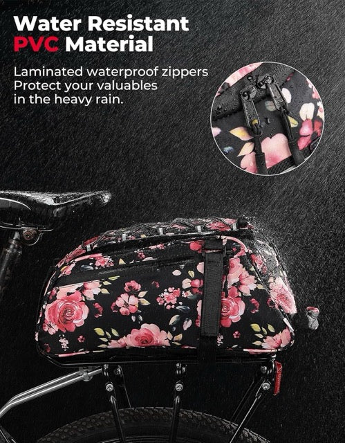 KEMIMOTO Rear Bike Rack Bag, 13L Water-resistant Trunk Bags 3-IN-1